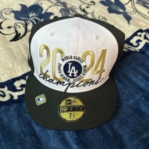 New Era 2024 World Series Champions LA Dodgers Black and White Cap with gold